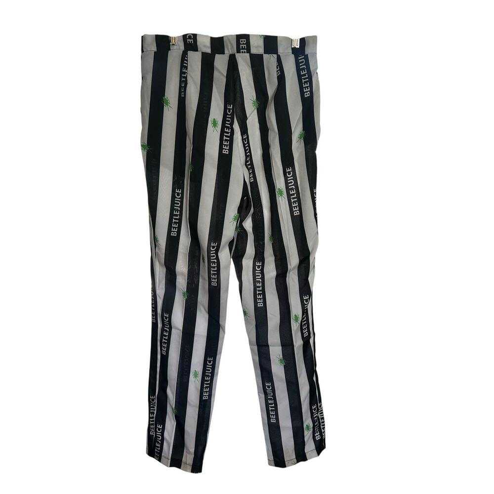 NEW Offstream Mens Beetlejuice Suit Black White Stripe Green Spiders Sz S 34-36 - Picture 7 of 12